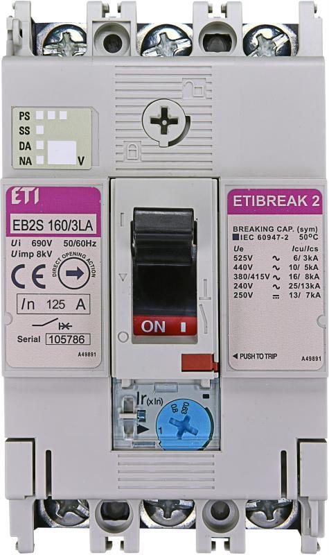 Автоматический выключатель ETI EB2S 160/3LA 3Р 125А 16кА (4671884)