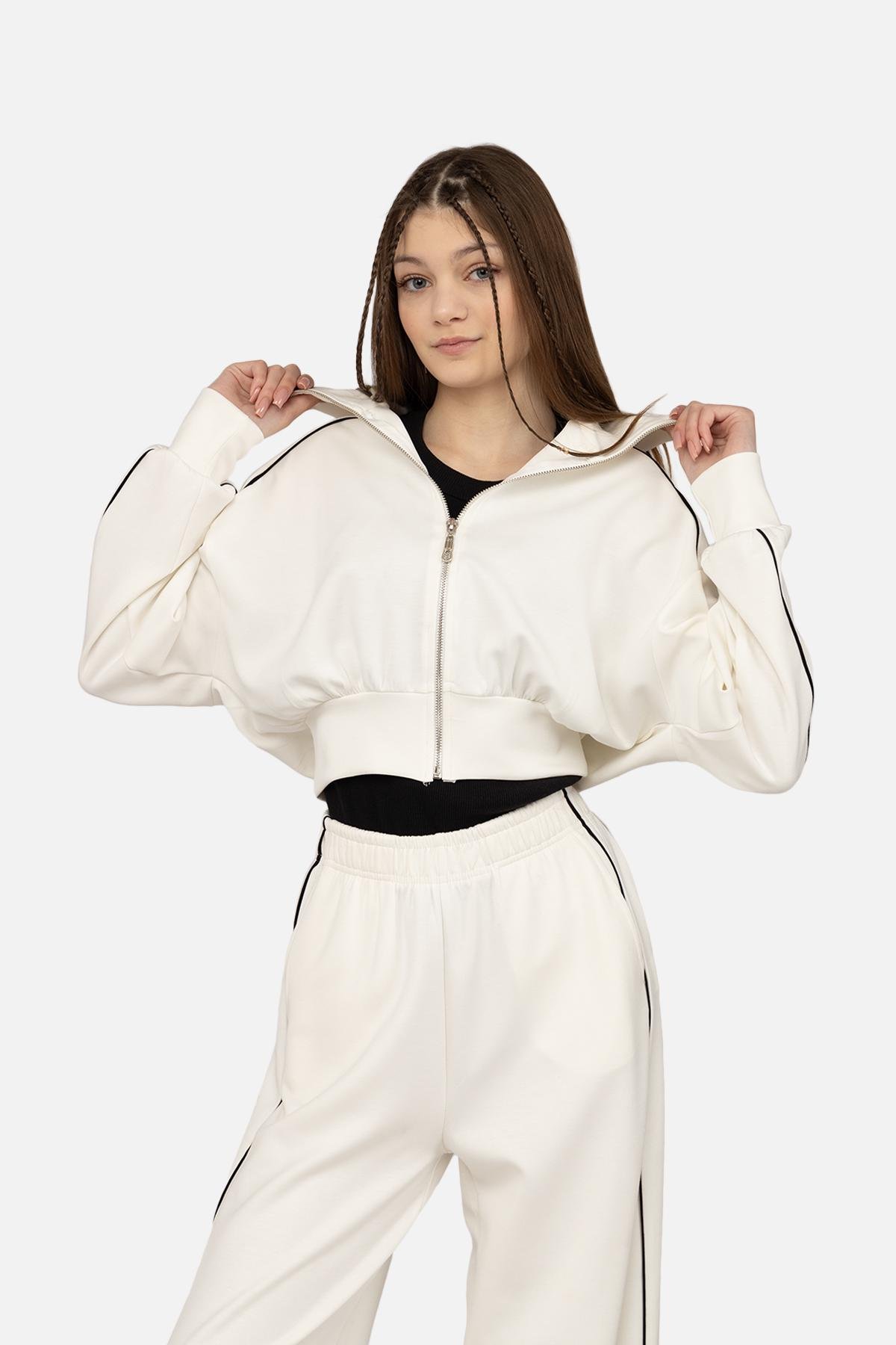 Кофта спортивная женская р. 42 Молочный (SKT001037053)