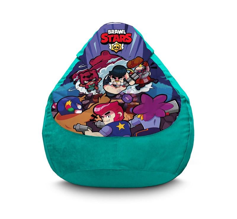 Кресло мешок iPuff Brawl Stars Epic battle Light blue Флок XXL 90х125 см Бирюзовый