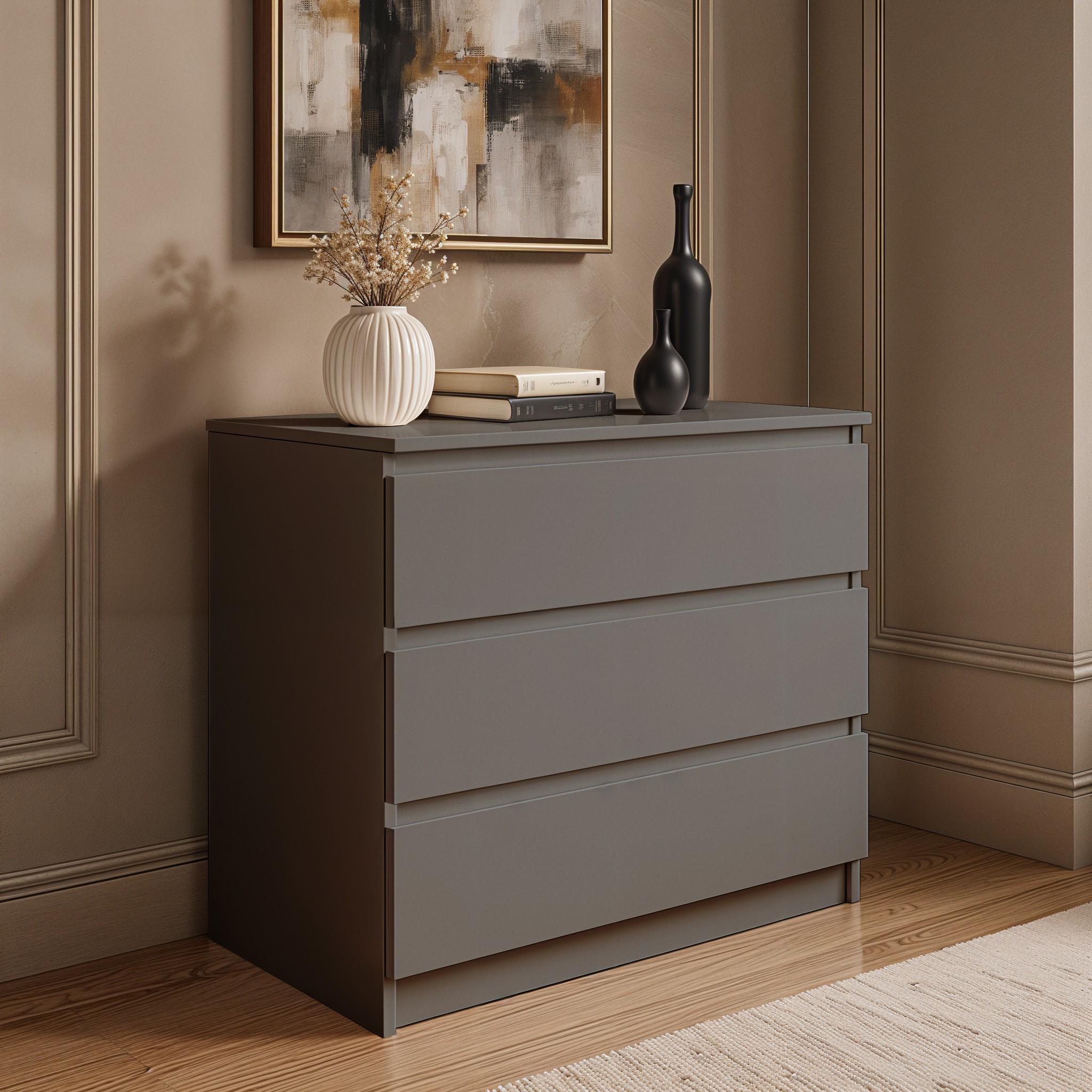 Комод на 3 ящика без ручек FT-214 800х400х755 мм Антрацит - фото 2