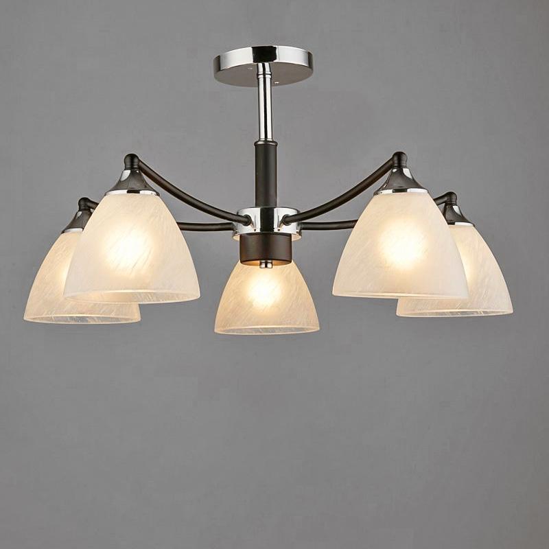 Люстра потолочная Light House NM-15879/5 CR+BK+WT на пять лампы Хром