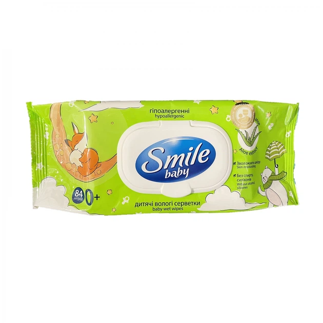 Влажные салфетки Smile Baby Экстракт алоэ 84 шт. с клапаном (59511522)