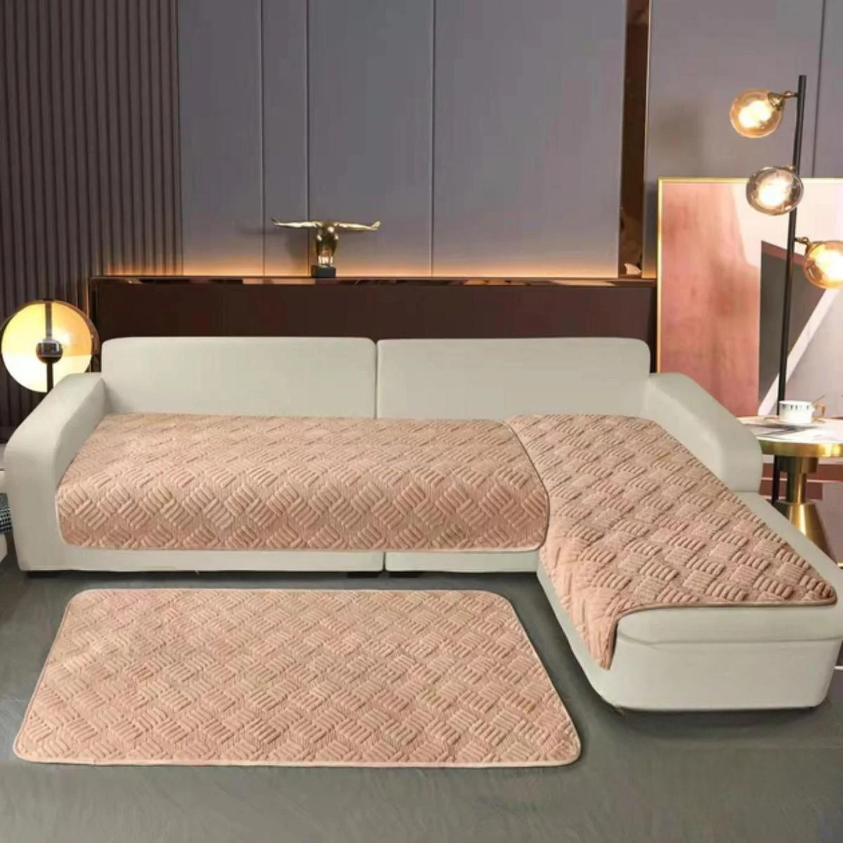 Покрывало велюровое Koloco 3 шт. Бежевый (41016)