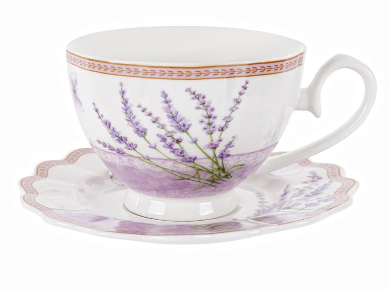 Чашка фарфоровая с блюдцем Lefard Цветы лаванды 250 мл (165-355)