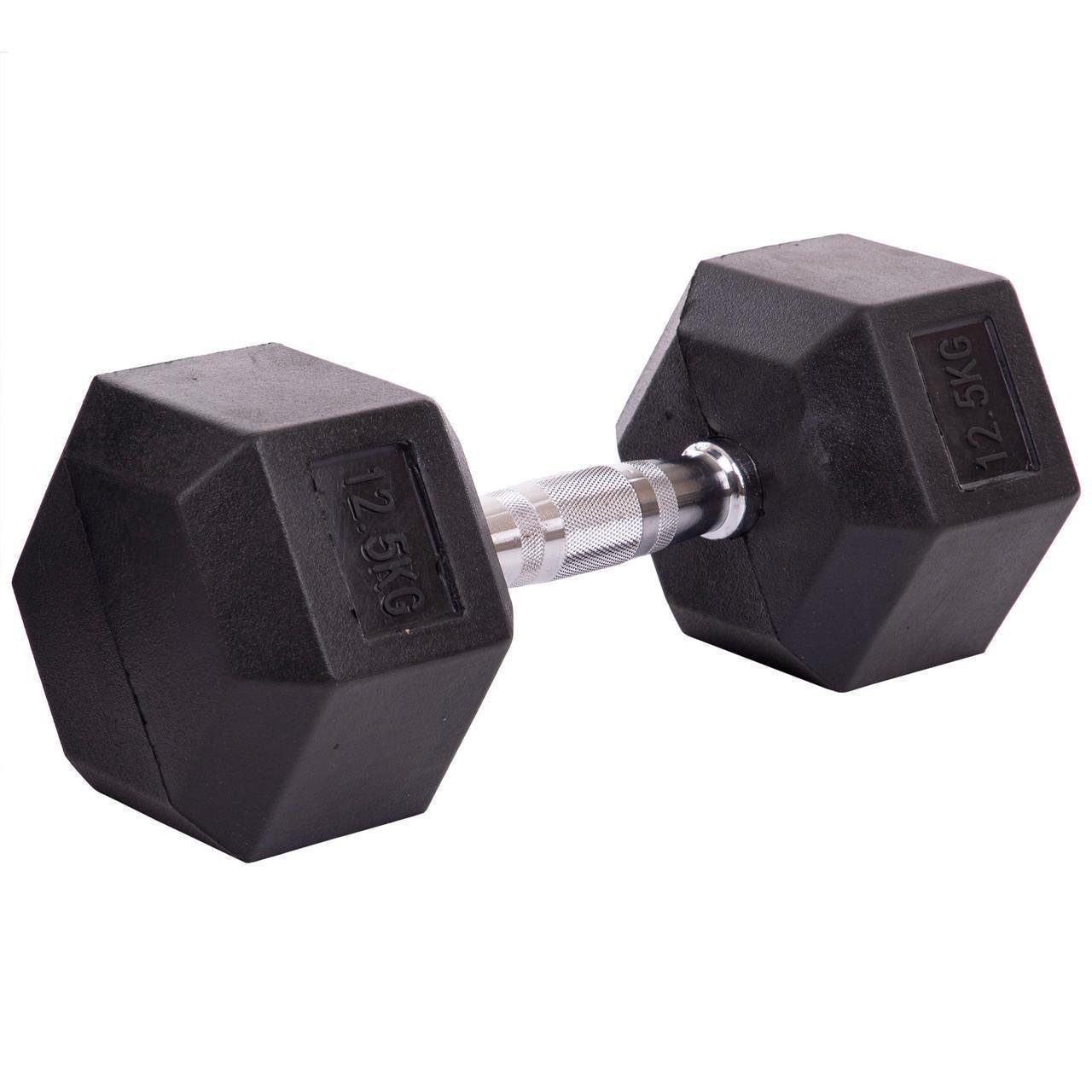 Гантель цільна SP-Planeta LN-1205-12_5 шестигранна гексагональна гумова 12,5 кг (2532853961) - фото 1