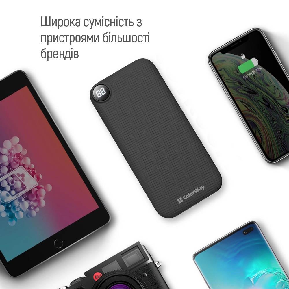 Повербанк ColorWay LCD USB QC3.0/USB-C Power Delivery 22,5W 10000 mAh Black (CW-PB100LPI3BK-PDD) - фото 10