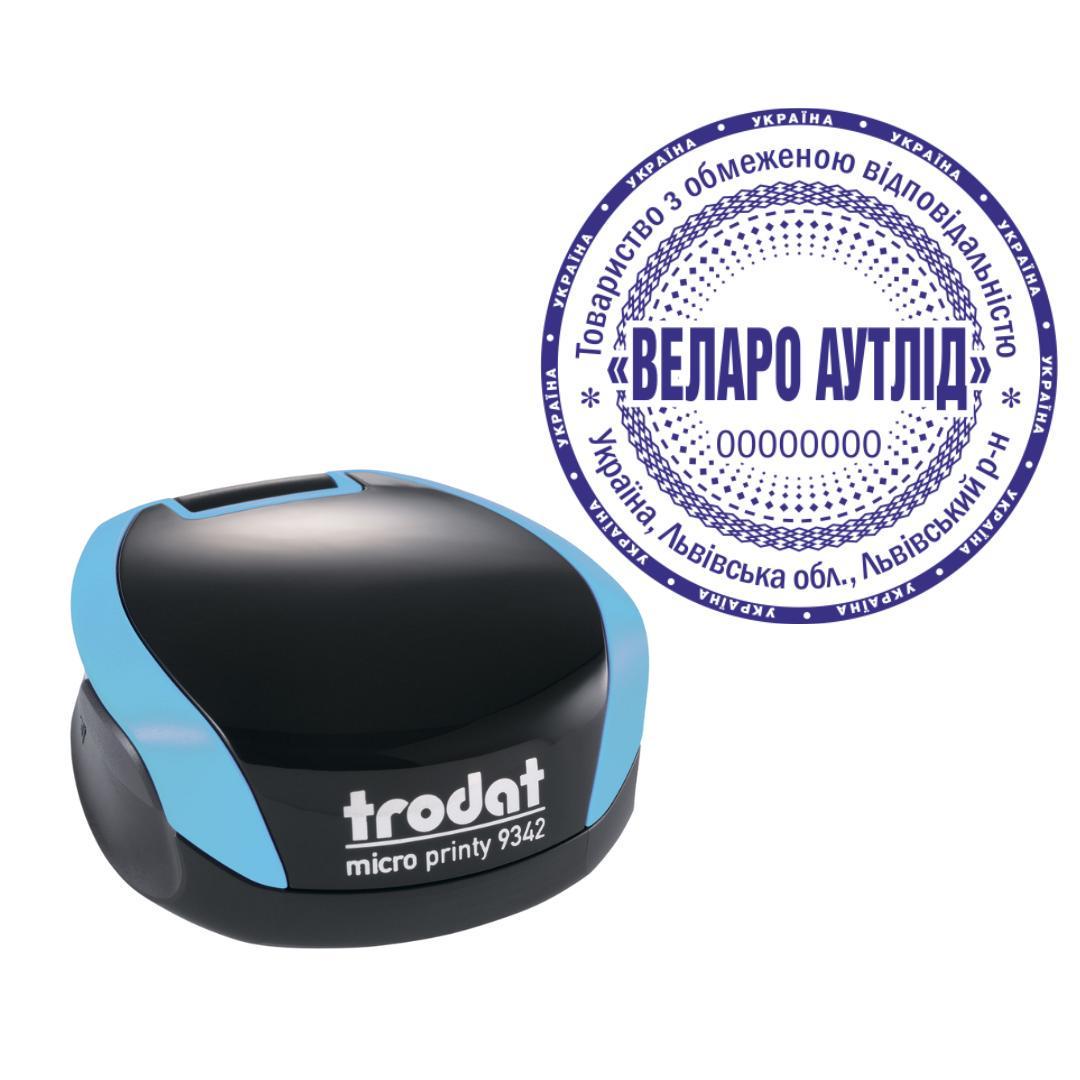Печать ТОВ на карманном оснащении Trodat Micro Printy 9342 d 42 мм Бирюзовый (ООО15/9342/BZ)