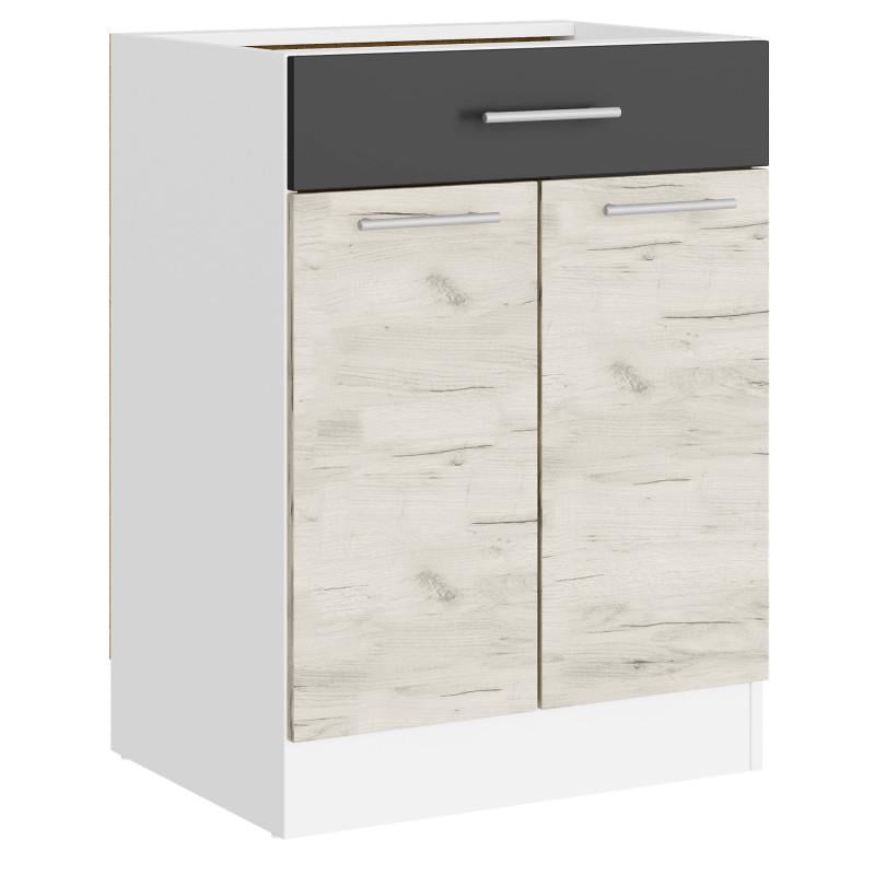 Модуль кухонний Еверест Еко 600 нижній з шухлядою без стільниці 60х46х82 см Білий/Крафт білий/Графітовий (24550050)