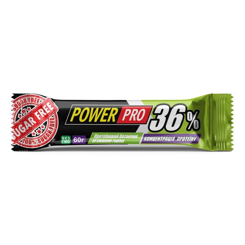 Протеиновый батончик 21 г белка без сахара Power Pro 36% 60 г Орех
