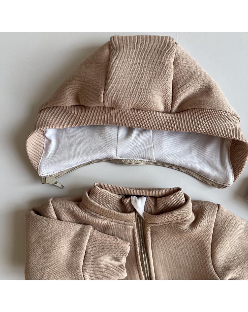 Комбинезон со съемным каюшоном детский BUNNY BOX утепленный триника р. 98 Капучиновый (18298) - фото 3