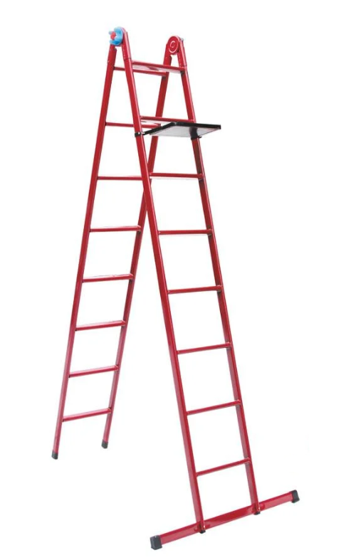Лестница универсальная металлическая 8 ступенек со столиком h 2150/4740 мм max 150 кг