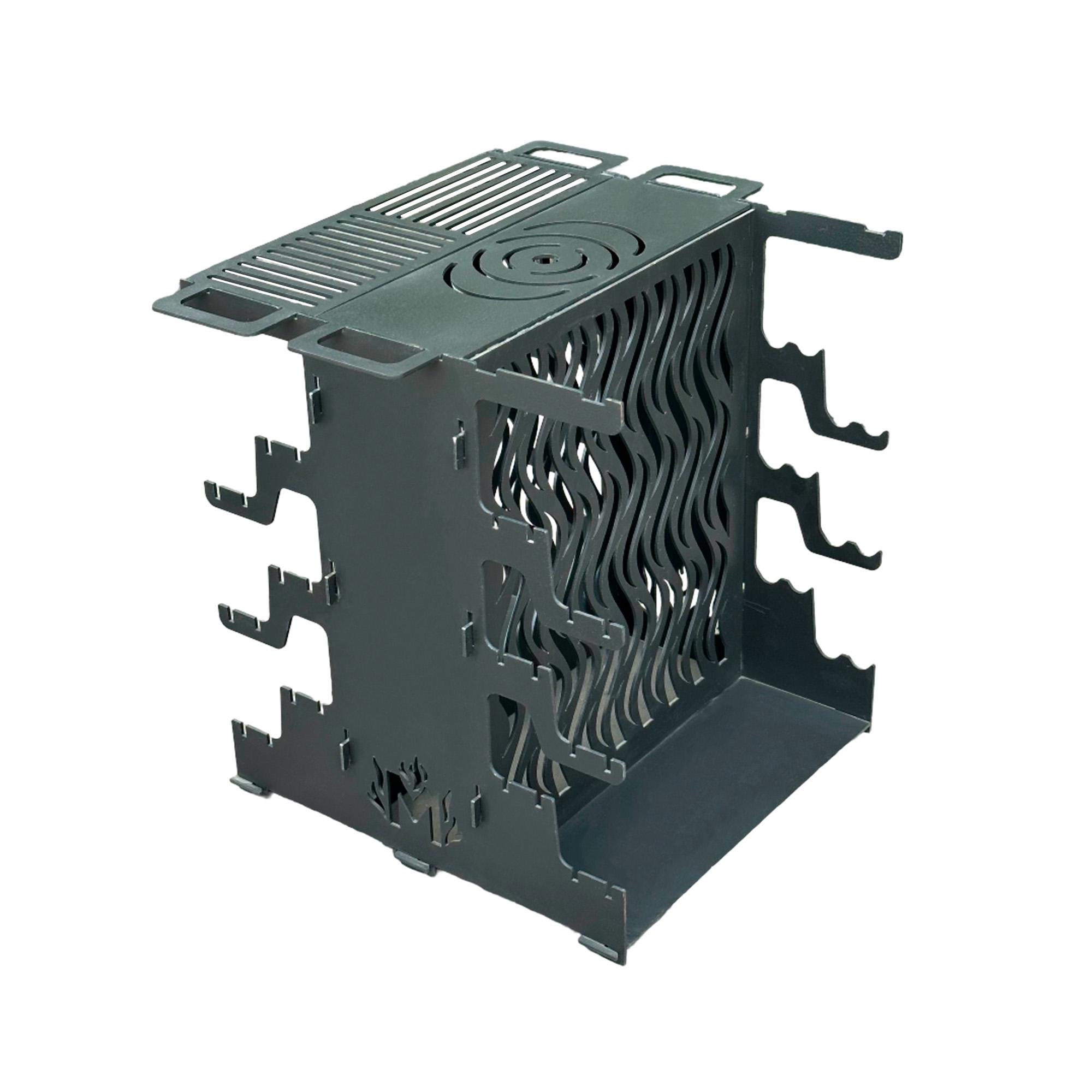 Мангал разборный Mzavod Медея стальной 3 мм на 6 шампуров вертикальный с решеткой-гриль и варочной поверхностью Черный (136-17-1090110100003)