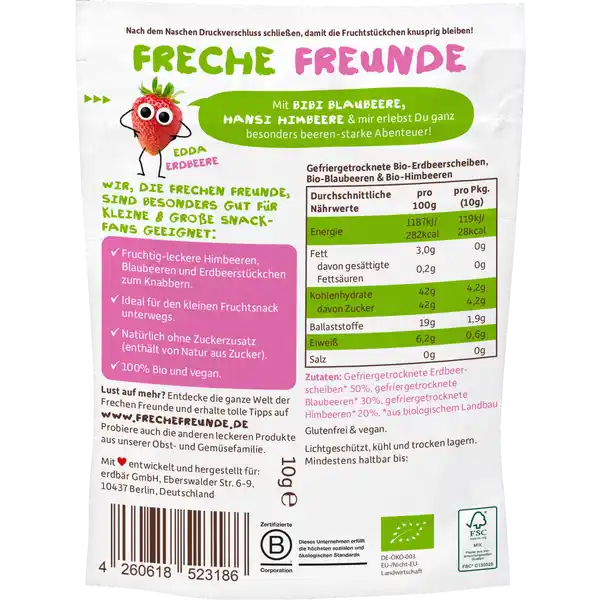 Чипсы фруктовые Freche Freunde органические из смеси красных ягод 10 г - фото 2