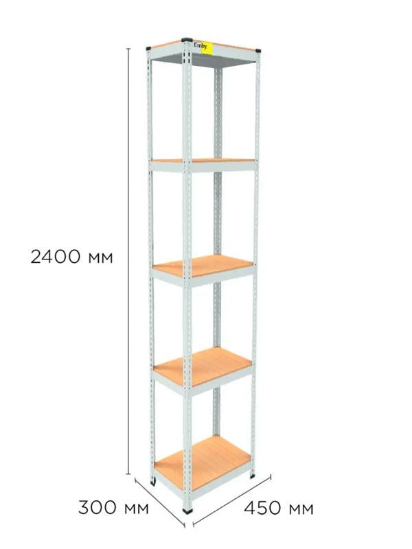 Стелаж металевий поличний MRL-2400 з 5 полицями з навантаженням 500 кг 450x300 мм Білий - фото 2