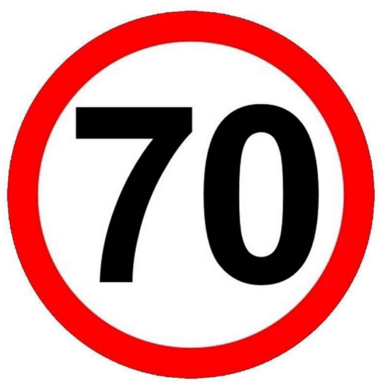 Знак 70 на авто магнитный виниловый съемный 14х14 см