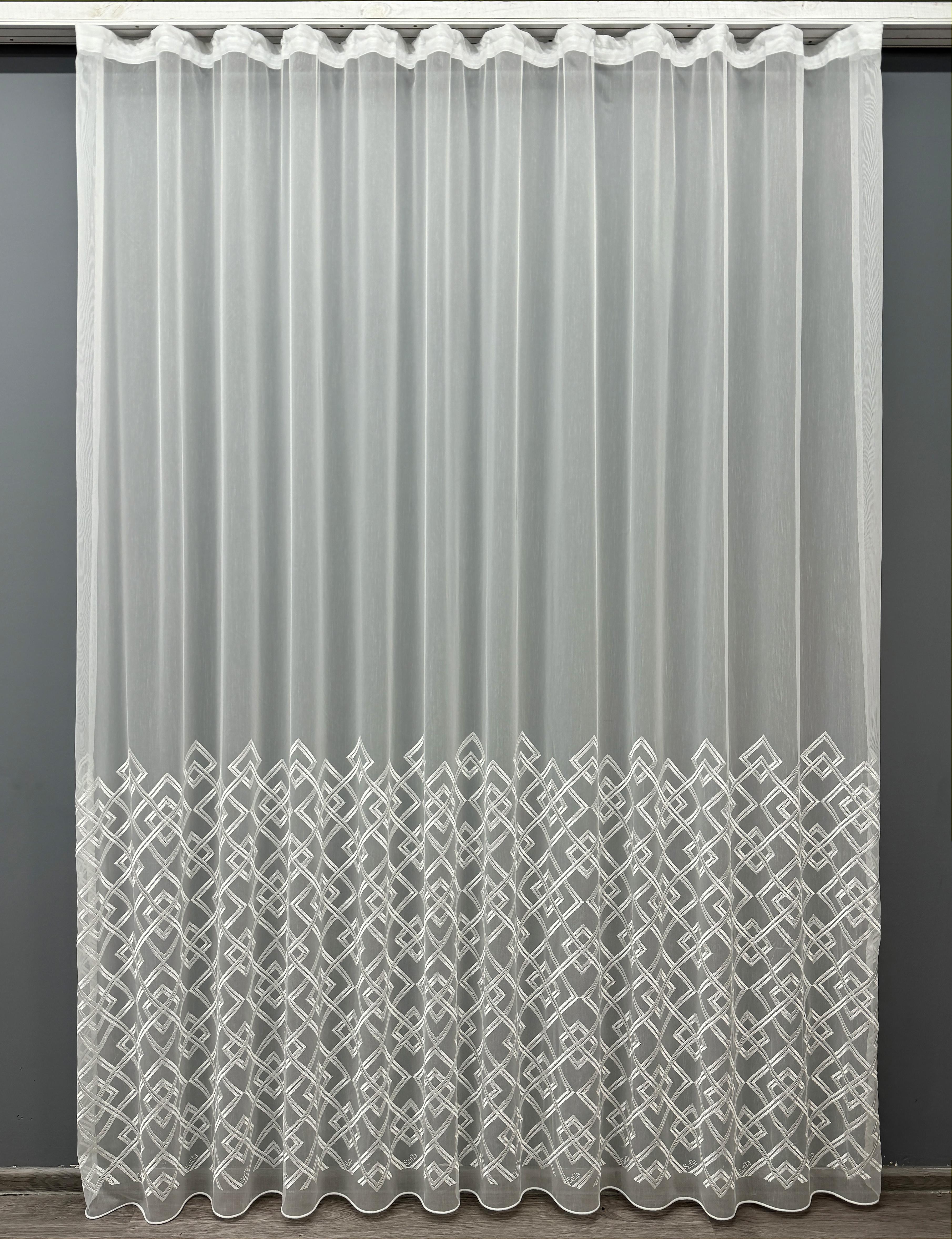 Тюль VR-Textil 1485т Бамбук з вишивкою 250х270 см Молочний (42-0507)