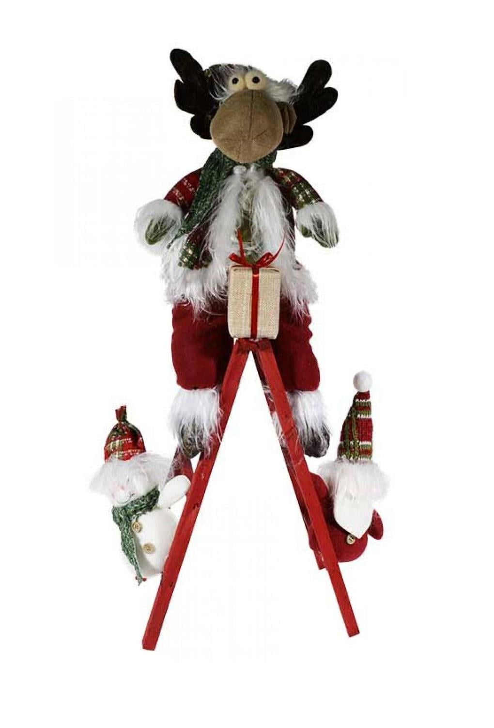 Фигура новогодняя M17328 Santa&Co 74 см на лестнице