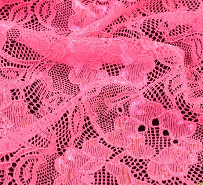 Тканина мереживне полотно стрейч квіти на сітці ширина 155 см Рожевий (11135.068)