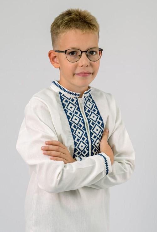 Вышиванка для мальчика Код Традиции с темно-синей вышивкой 92 см (1804973479) - фото 2