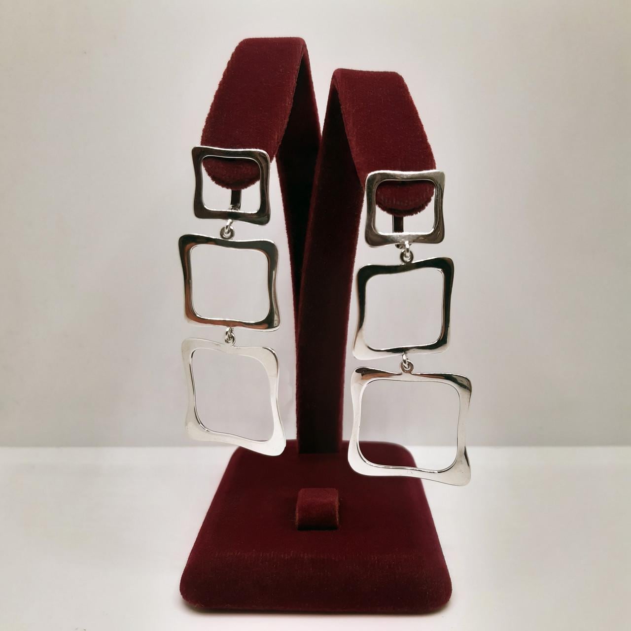 Серьги висячие серебро квадраты 925° 7,07 г (1150С)