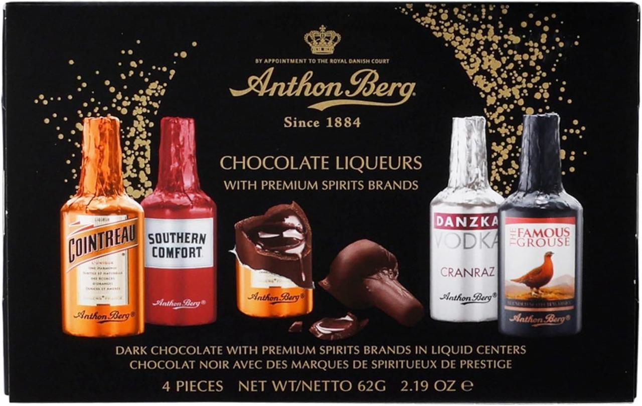 Шоколадні пляшечки ANTHON BERG Chocolate Liqueurs з алкоголем 4 шт. 62 г (2437197281)