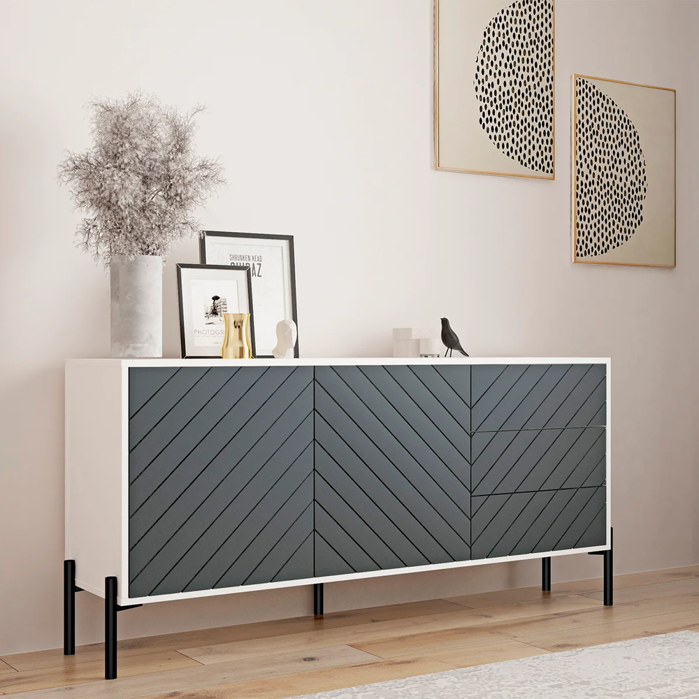 Комод Lion Амарант с черными металлическими ножками 168x40x76,5 см Кашемир/Перламутровый металлик (000-000-1893) - фото 5