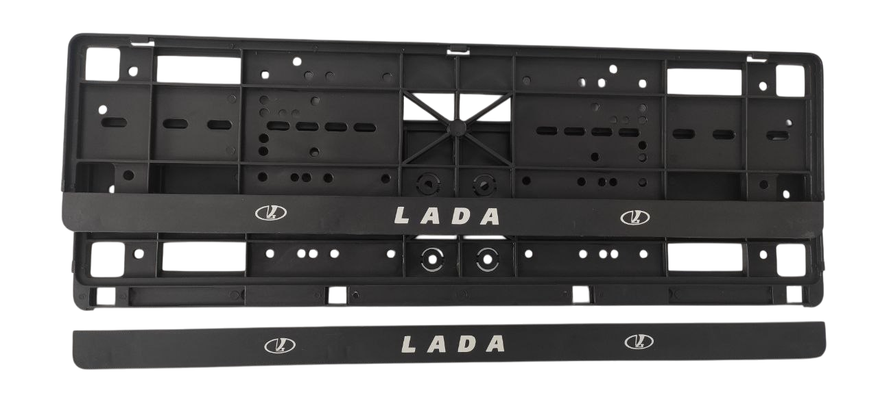 Рамка номерного знака с защелками Книжка с надписью "Lada" пара (18060)