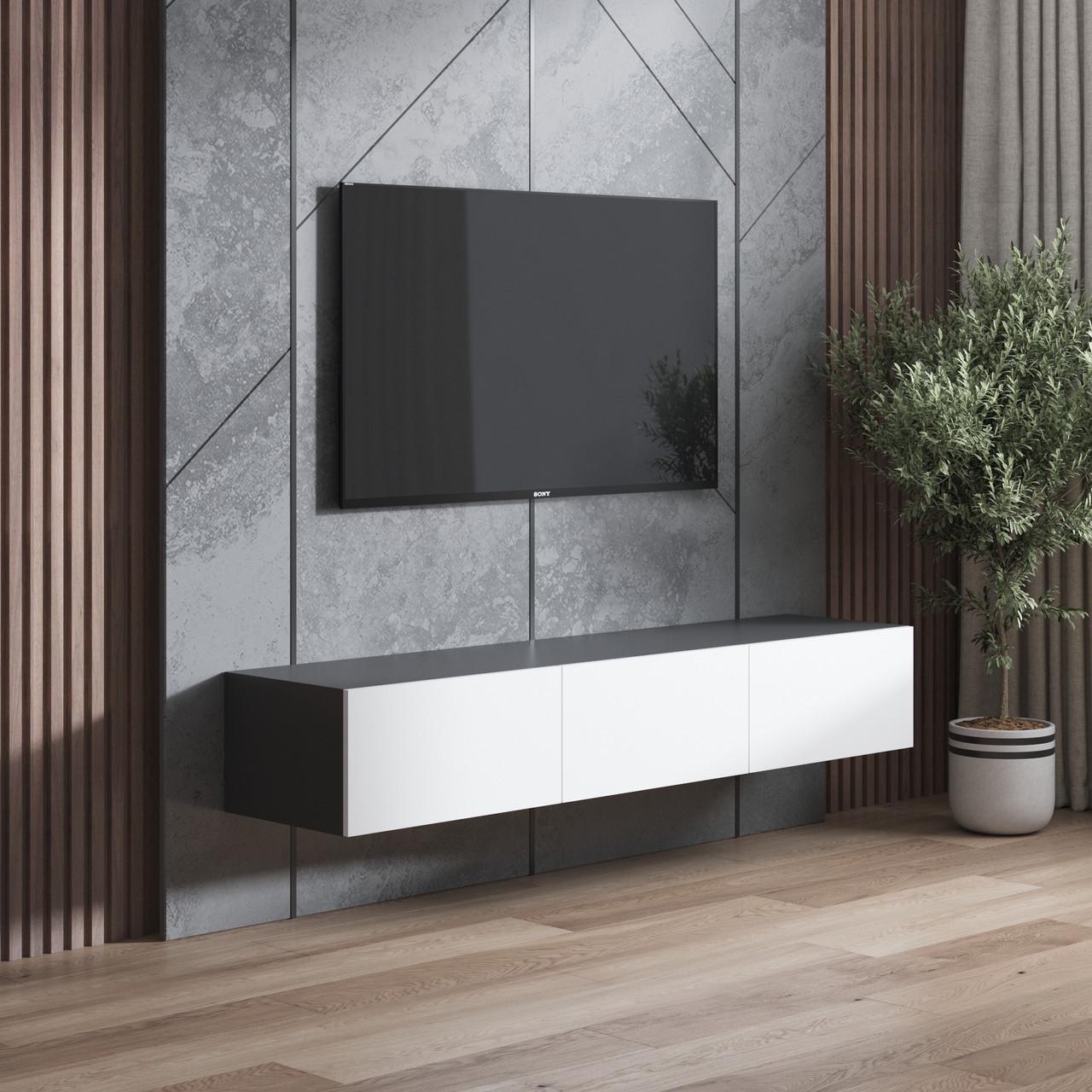 Тумба навесная под телевизор VAYS 180х41,8х30 см Антрацит/Белый (30633187)