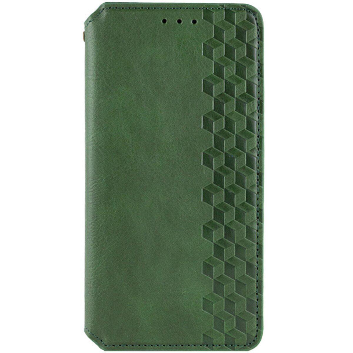 Противоударный Чехол-книжка кожаный Rubic Leather для Redmi A3 4G Green