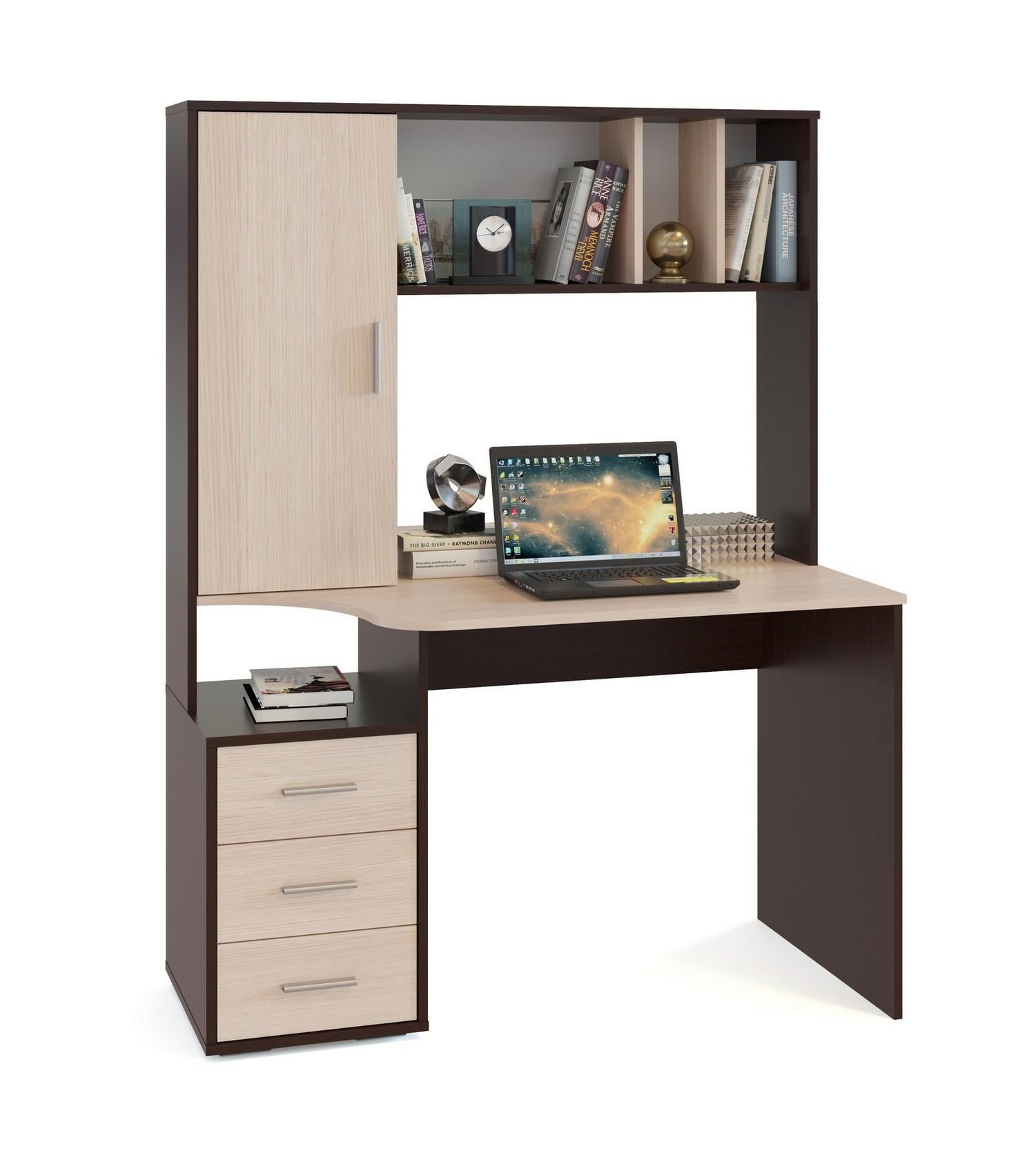 Компьютерный стол XDesk-16 с тумбой и надстройкой 1600x600 мм Молочный (КСXD16)