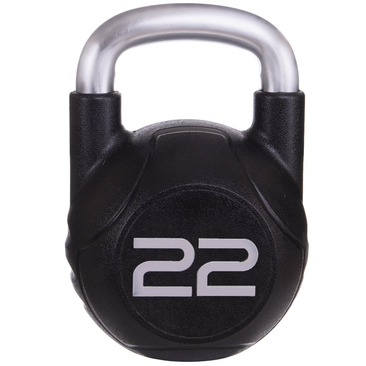 Гиря цільна Zelart TA-2681-22 з поліуретановим покриттям і хромованою ручкою 22 кг Чорний (2535816555)