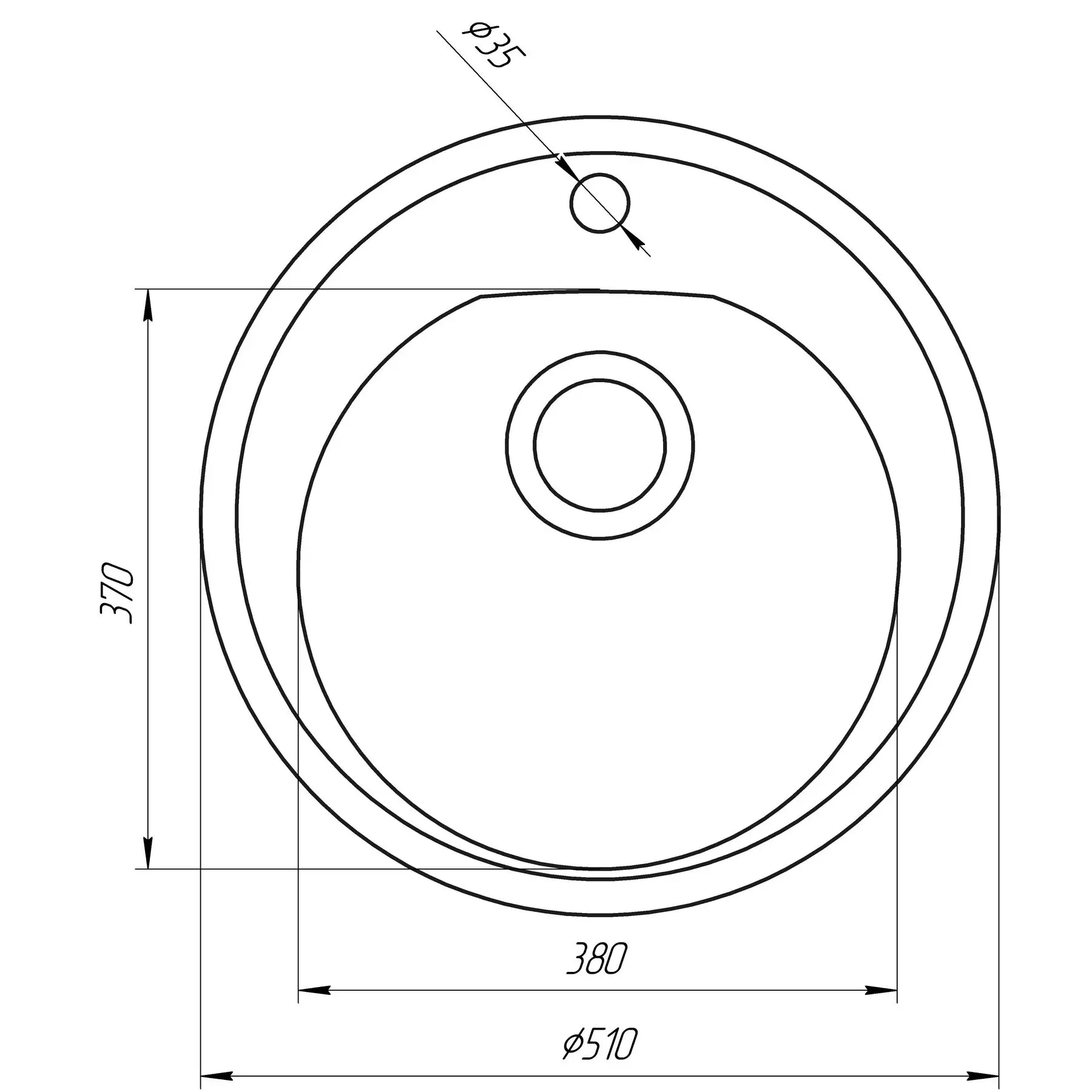 Мойка гранитная Globus Lux MARTIN А0001 510 мм Графитовая (GSR-00008862) - фото 5