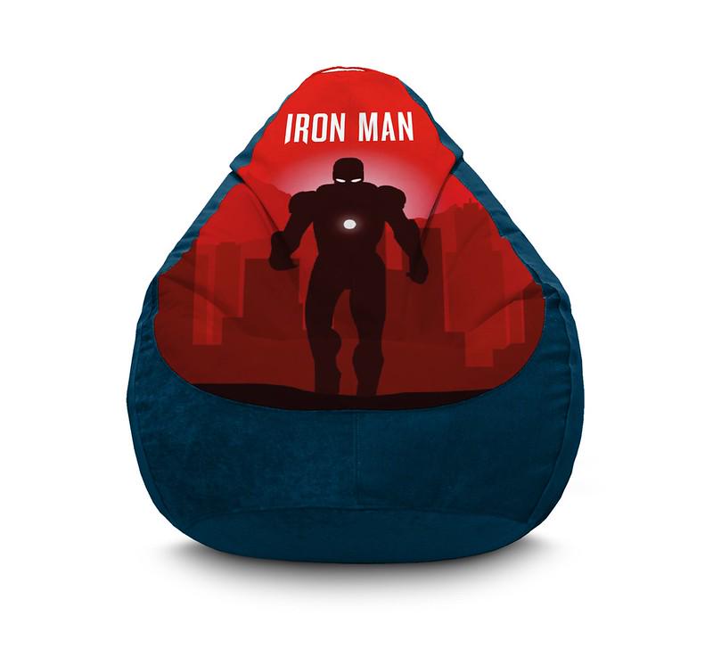 Кресло мешок iPuff Iron Man Silhouette Флок XXXL 100х135 см Синий
