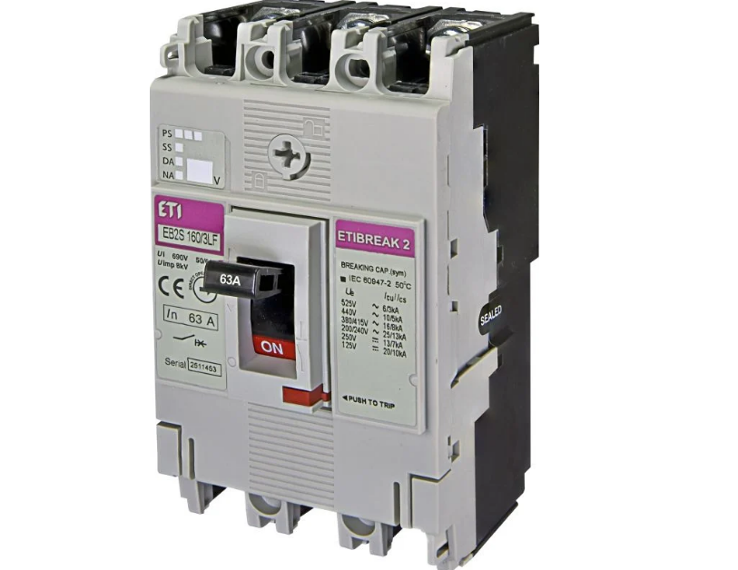Автоматический выключатель ETI EB2S 160/3LF 63A, 16kA, F/F, 3P