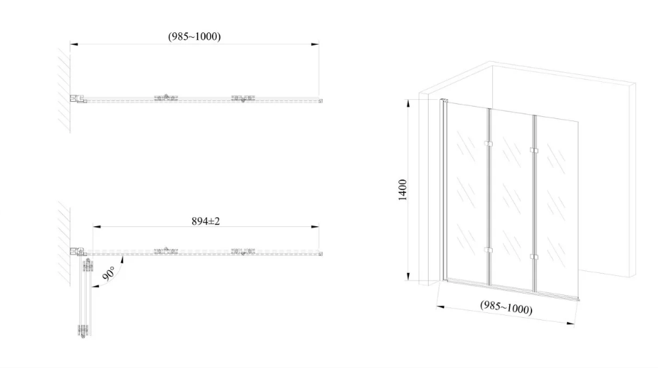 Стеклянная шторка для ванны AVKO Glass Clear 542-7 100х140 см - фото 3