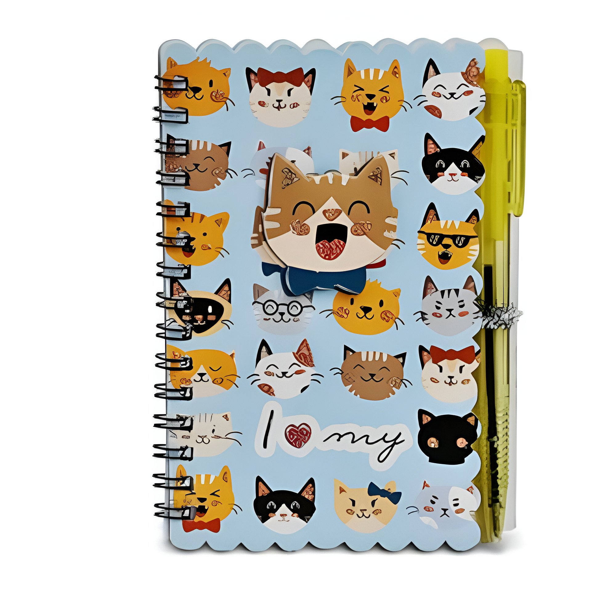 Блокнот с боковой спиралью Stenson Cats 10,5х14 см с ручкой и твердой обложкой Голубой с желтым (WW01779ST) Блокнот с боковой спиралью Stenson Cats 10,5х14 см с ручкой и твердой обложкой Голубой с желтым (WW01779ST)
