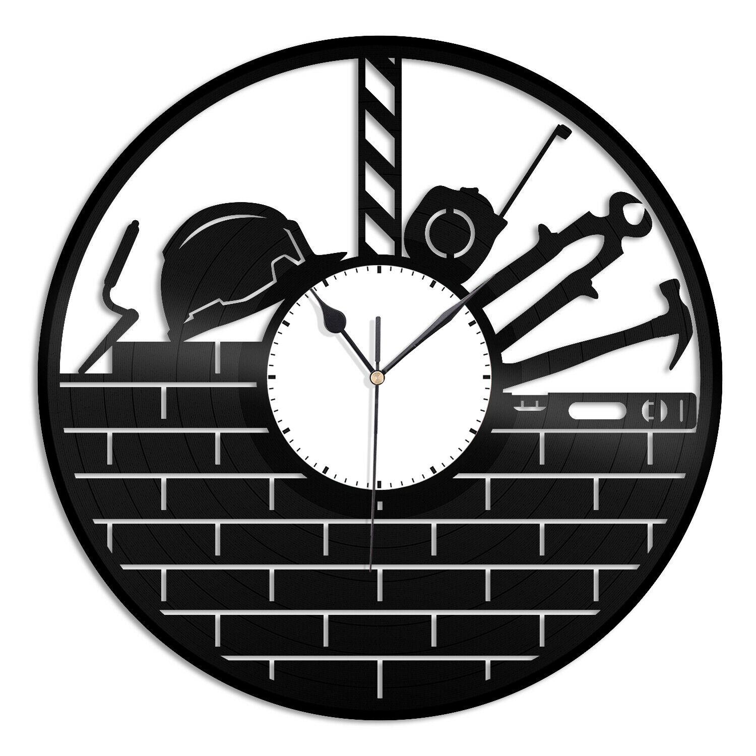 Часы настенные Строитель 1707 из виниловой пластинки