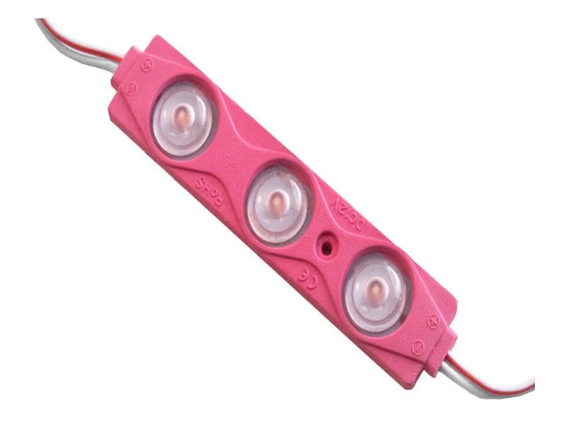 Светодиодный модуль с линзой SMD2835 3 LED 12В 1.5Вт IP65 розовый (2793)