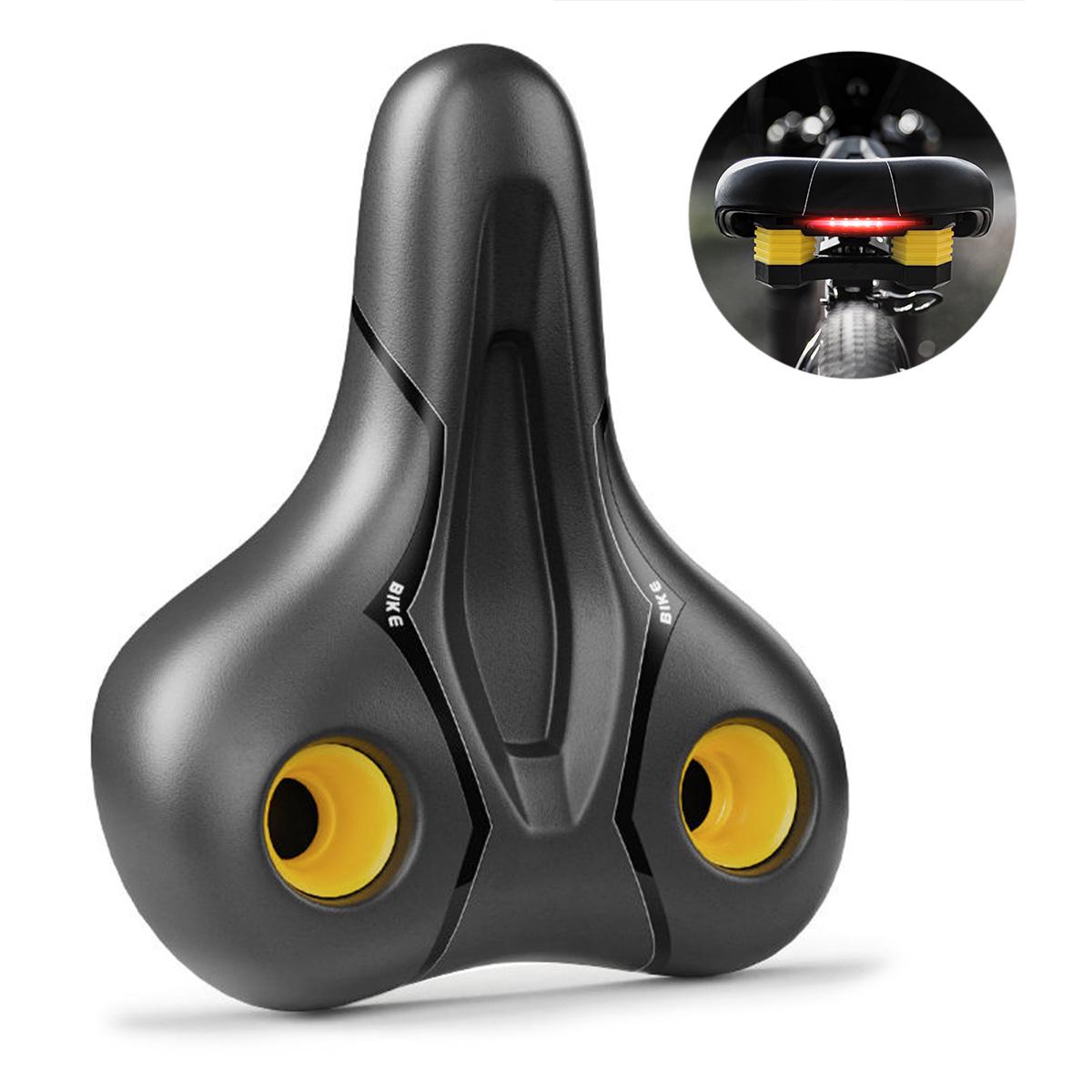 Седло велосипедное BEELORD 916B с мигалкой Черный с желтым (BLD-916B-4903)