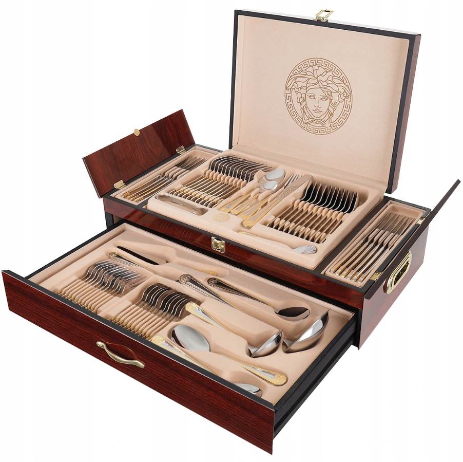 Набор столовых приборов Versace деревянный кейс 72 предмета (LV - 9722)