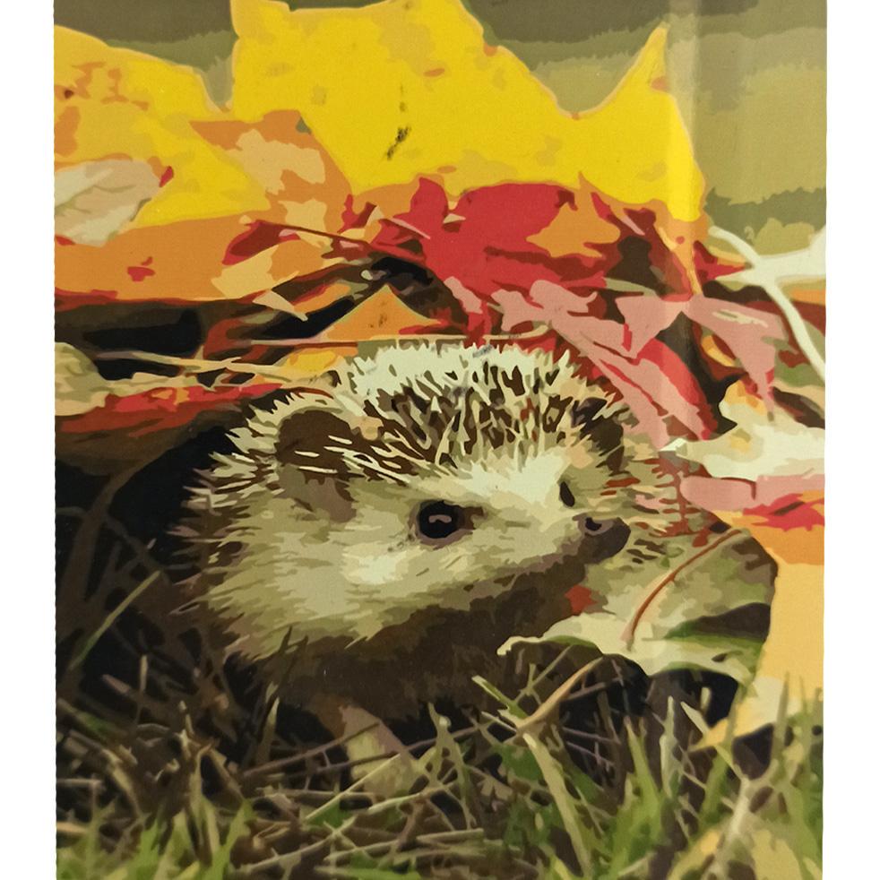 Картина по номерам Strateg Премиум Ёжик в листьях 30x40 см (SS-6630)