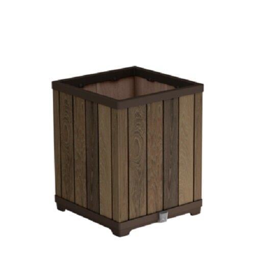Кашпо для цветов KETER Deco Square Tall Planter 74L 45,5х45,5х55 см Темное дерево (36900517)