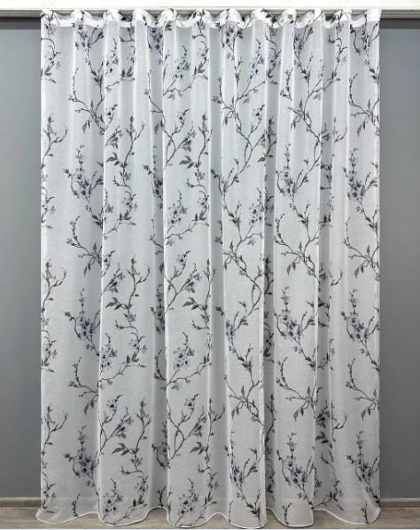 Тюль батис Білий/Сіро-синій (1866т)