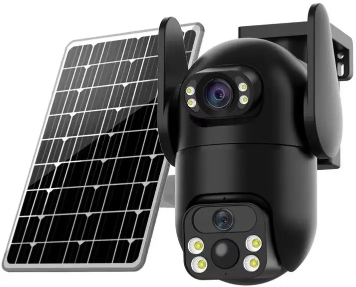 Камера видеонаблюдения IP RIAS VQ05 (v380Pro APP) 4G 2 объектива 3MP+3MP с солнечной панелью Black (3_07594)