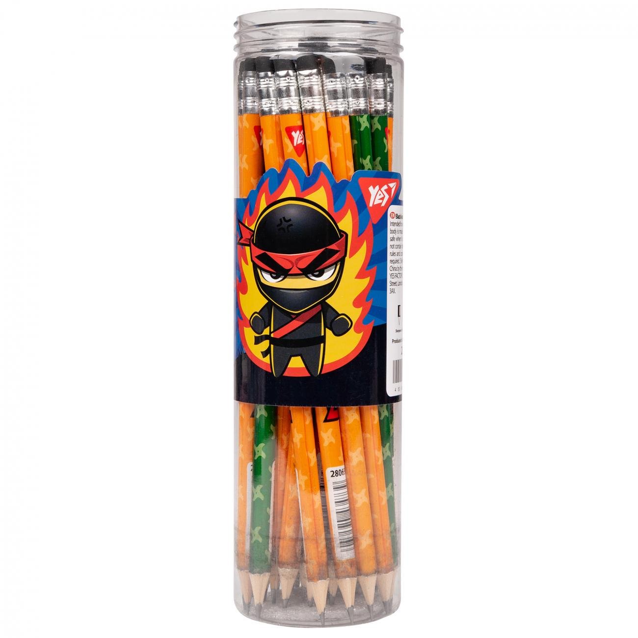Набір олівців чорнографітних YES Ninja 280652 HB з гумкою 36 шт. (MTT-198764)
