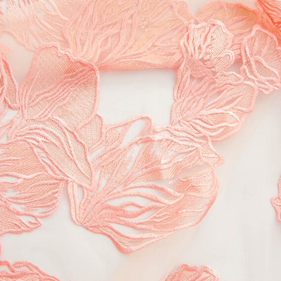 Ткань сетка с вышивкой IDEIA 1,3 м Персиковый (2200004045443)