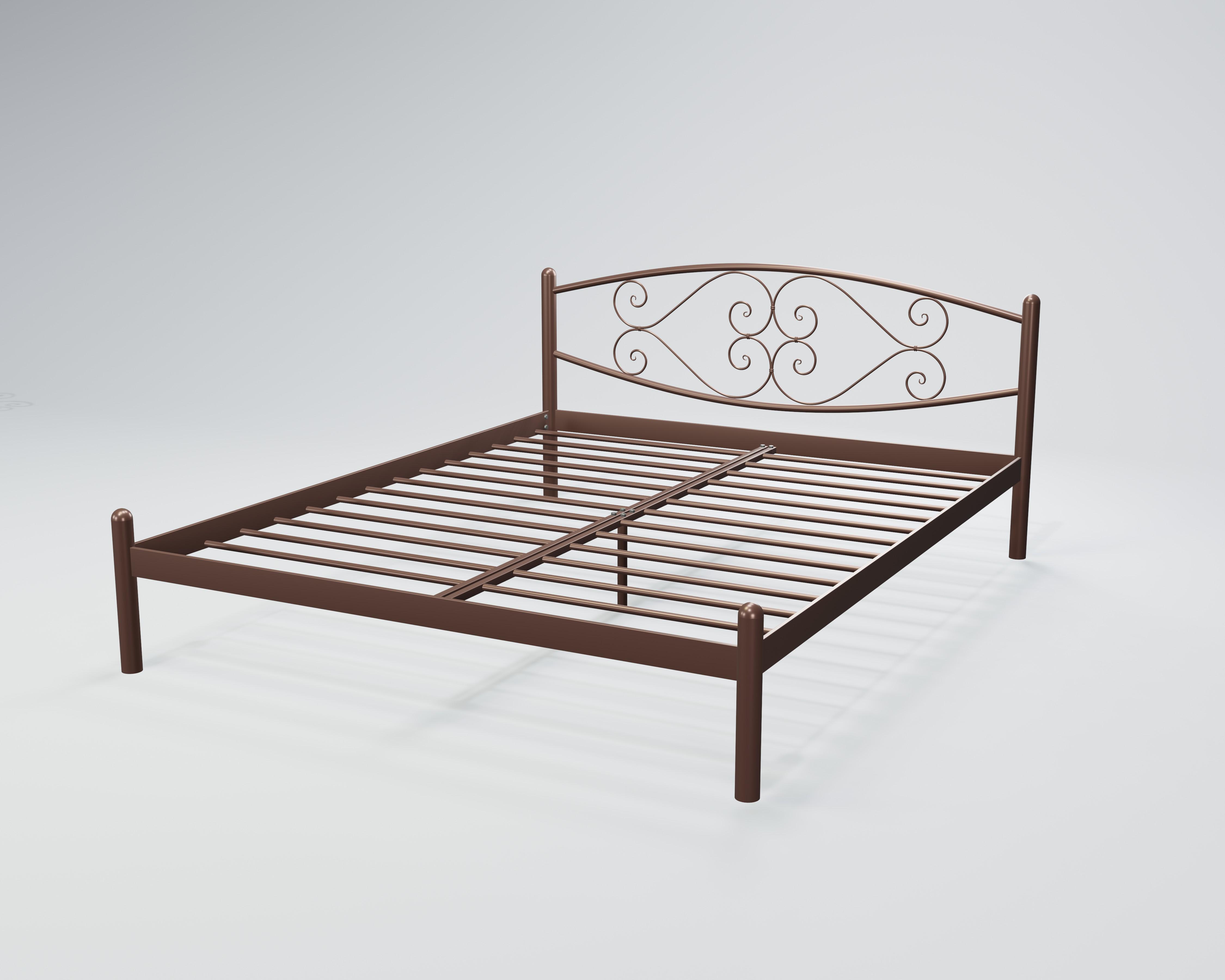 Кровать металлическая Камелия 140x190 см Коричневый