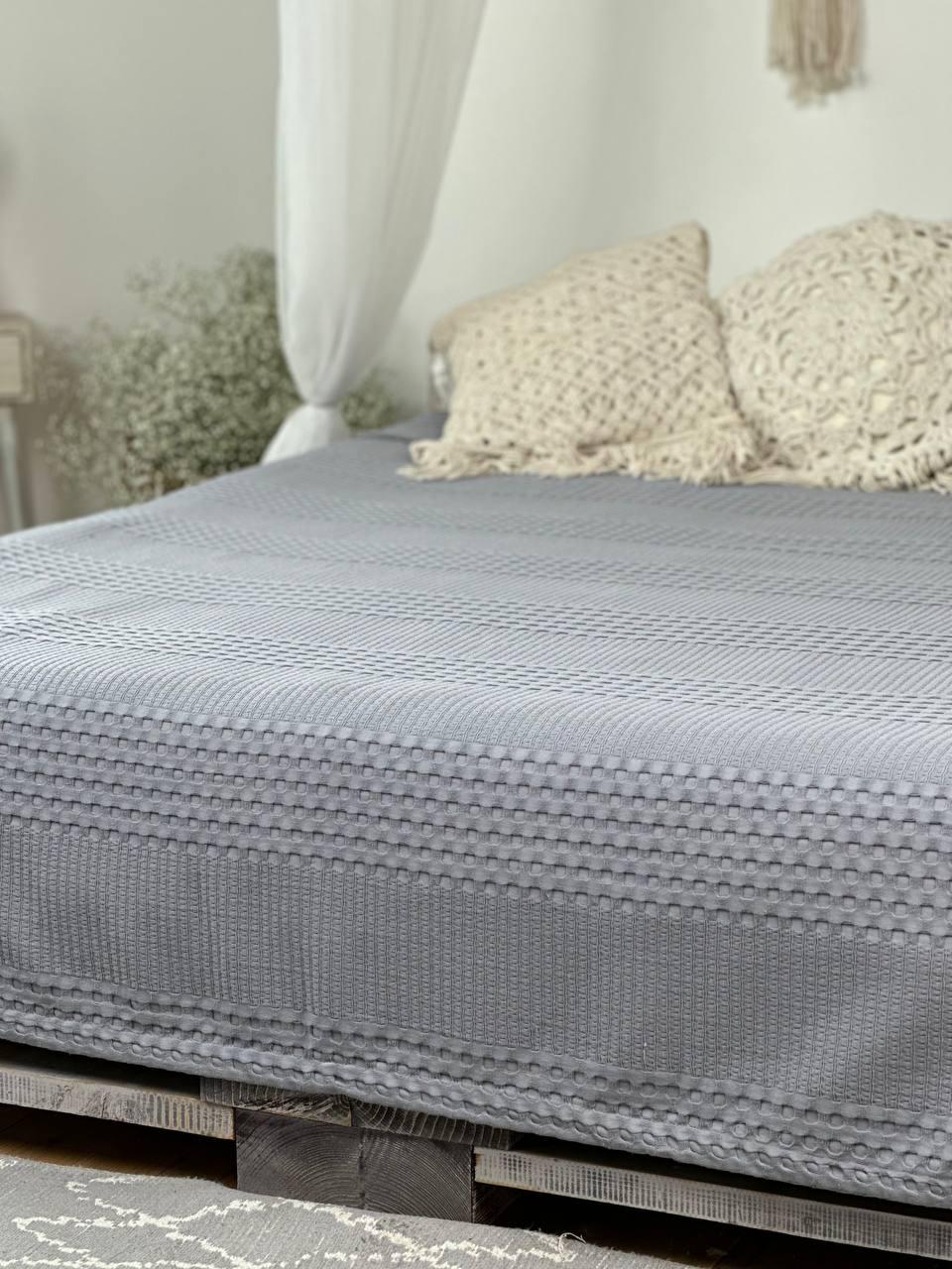 Покрывало Pike хлопок 140x230 см Серый (18213964) - фото 3