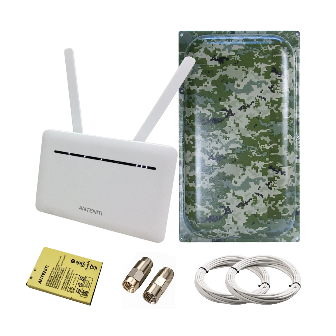 Комплект с аккумулятором 4G Anteniti B535 + антенна Милитари Maxi 22 дБ 900–2700 МГц