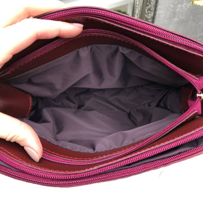 Клатч кросс-боди женский через плечо с широким ремнем Бордовый (2332046614) - фото 7